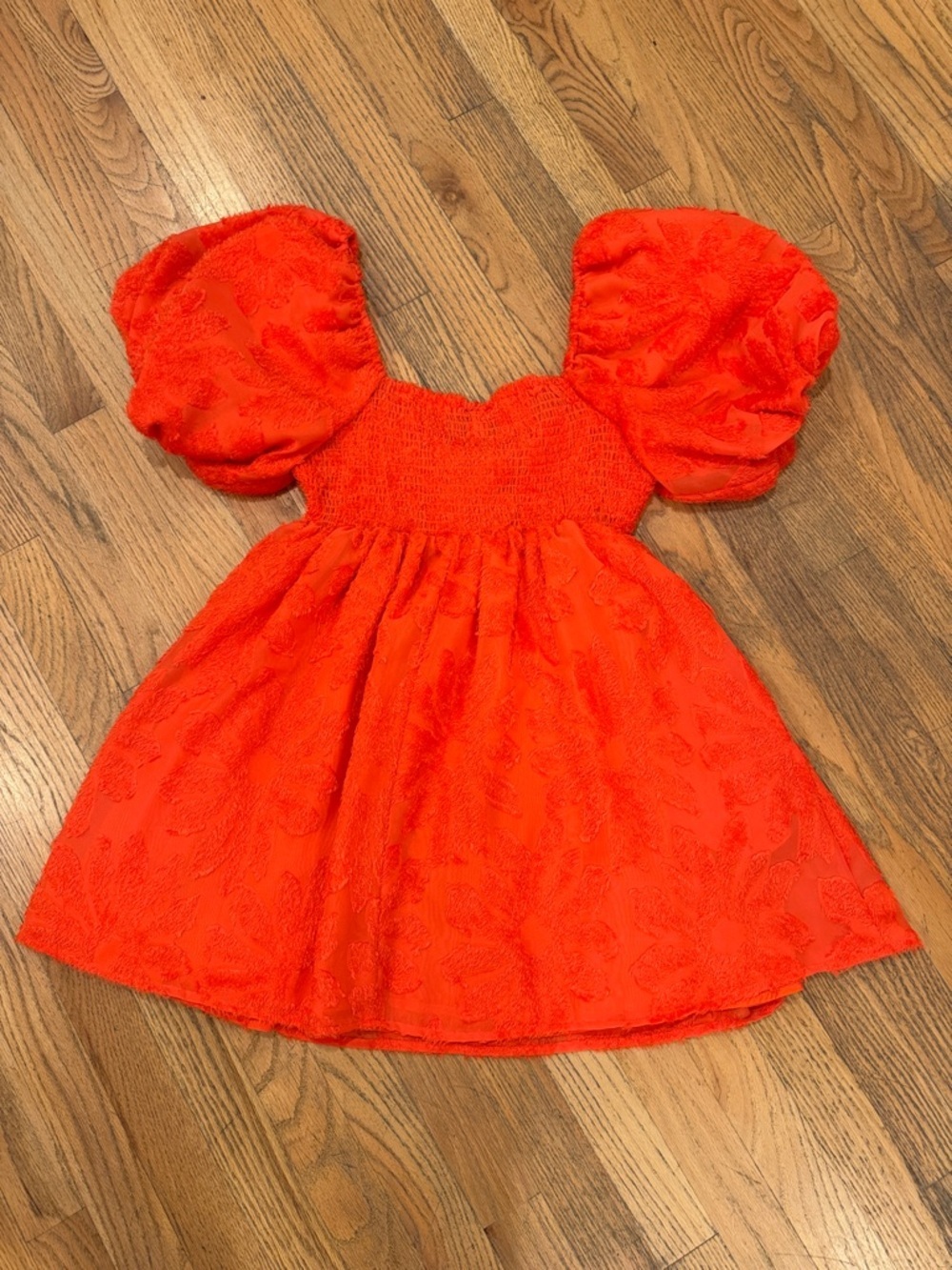 Future Collective Orange Puff Sleeve Mini Dress Top - Picture 6 of 6